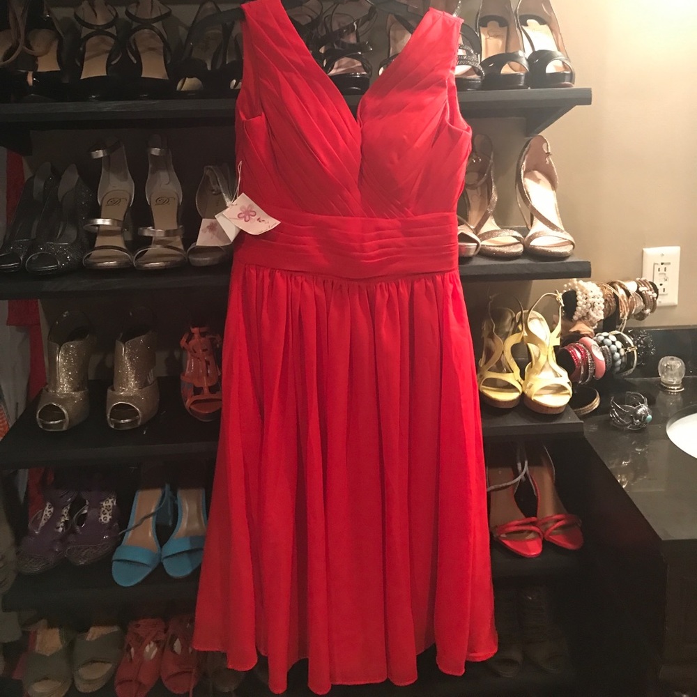 Red Elegant V -Neck Dress “New”