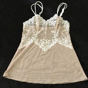 Wacoal lace and mesh sheer slip tank