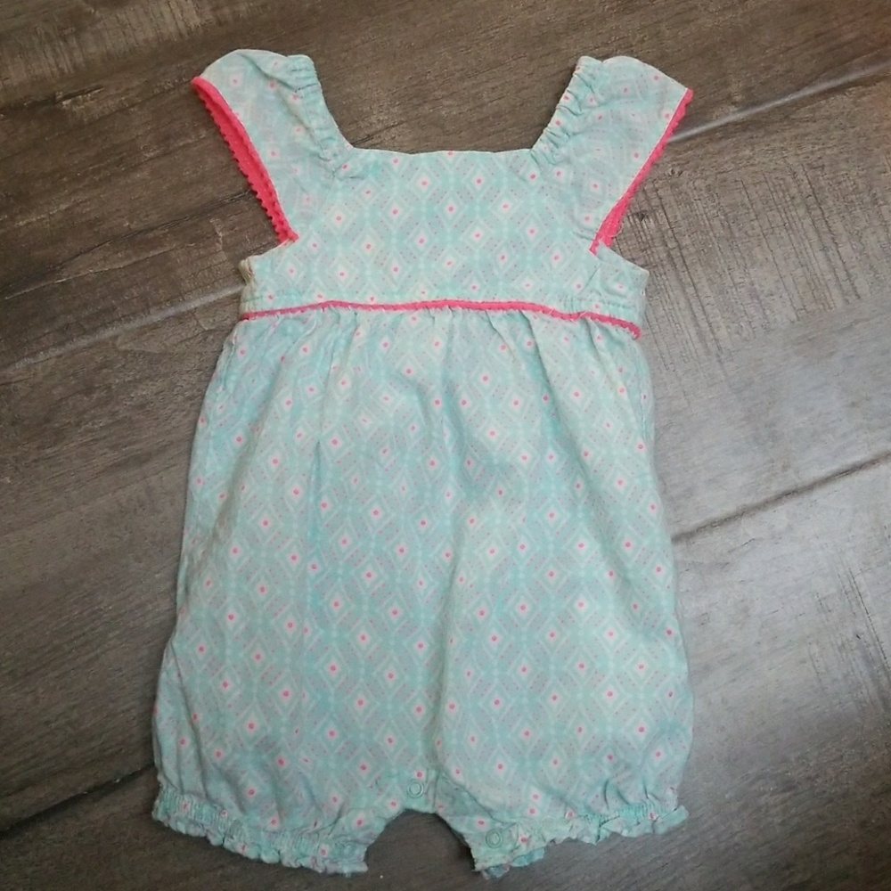 Cherokee romper with pink, blue and white 6/9M