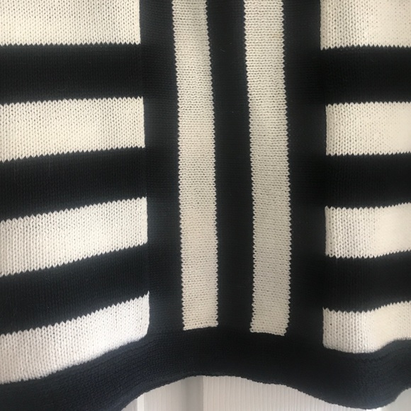 Anthropologie Navy/White Knit Cropped Sweater - Picture 3 of 4