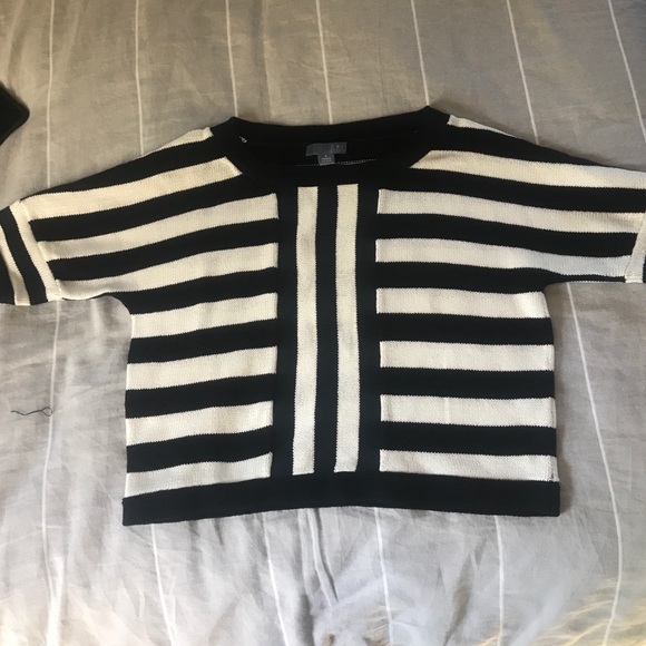 Anthropologie Navy/White Knit Cropped Sweater - Picture 4 of 4