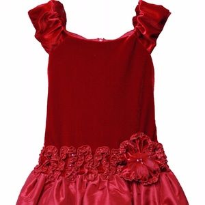 Isobella & Chloe Red MONET Velvet Taffeta Dress