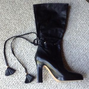 Versace black Italian leather boots