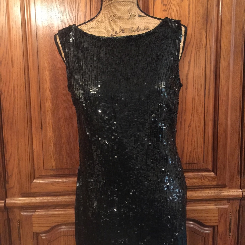 Marina Black Sequined Dress - Picture 1 of 5