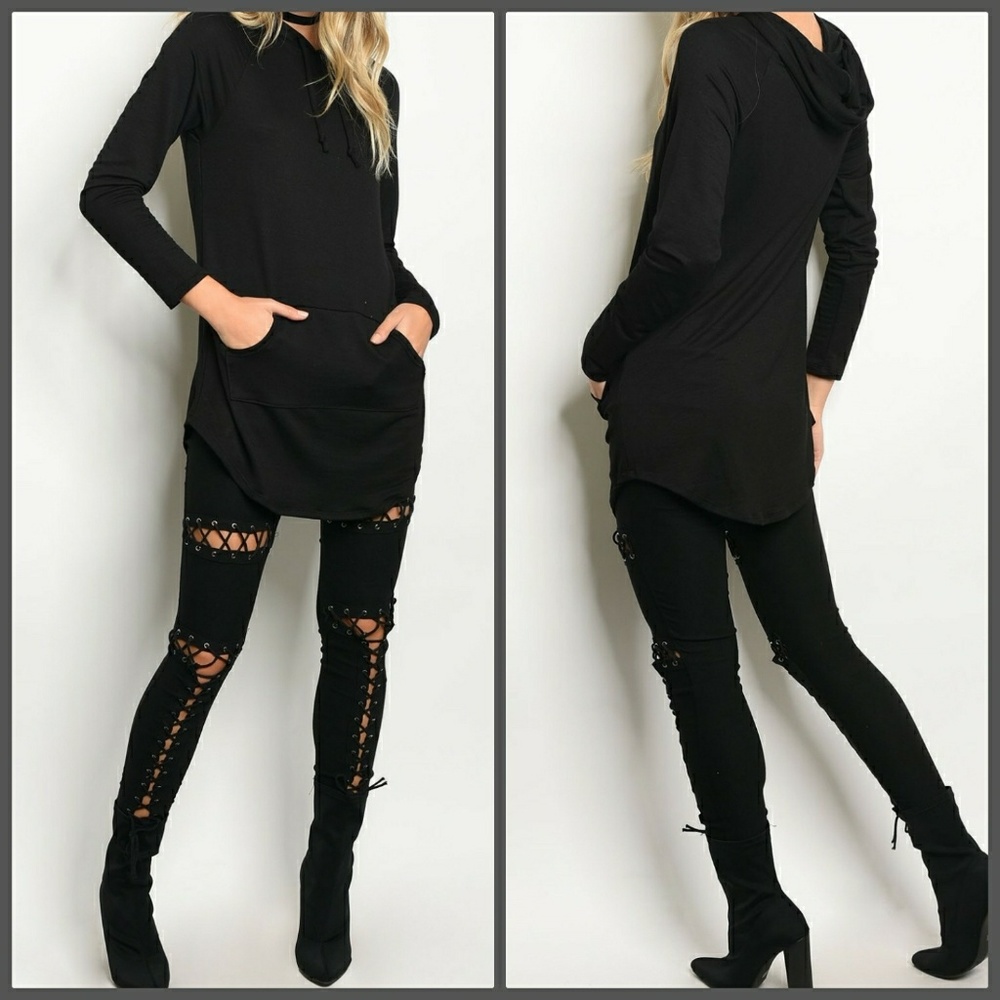 Black hooded top