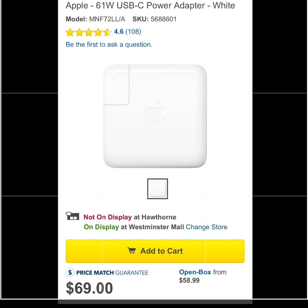 Apple 61W USB-C Power Adapter