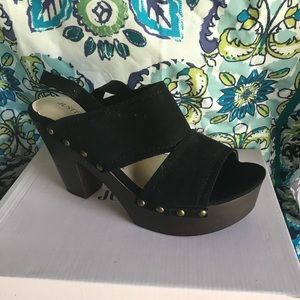 Justfab Black wedge sandals 9