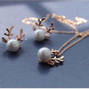 💋 pearl earrings and necklace set