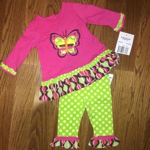 Rare Editions 3-6m Girls Butterfly Pants Outfit Rare Editions 3-6m Girls Butterfly Pants Outfit