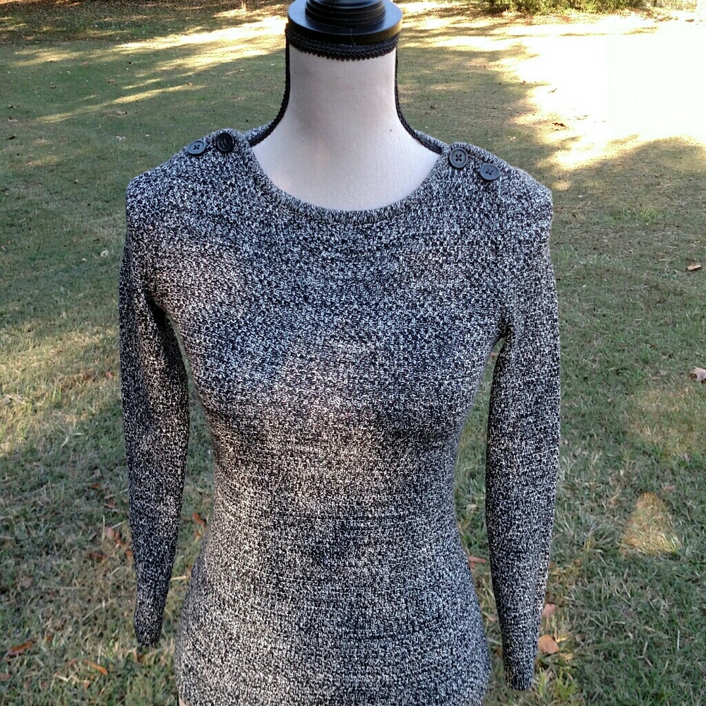 Ann Taylor Loft Gray/Black XSP Boatneck LS Sweater - Picture 3 of 7
