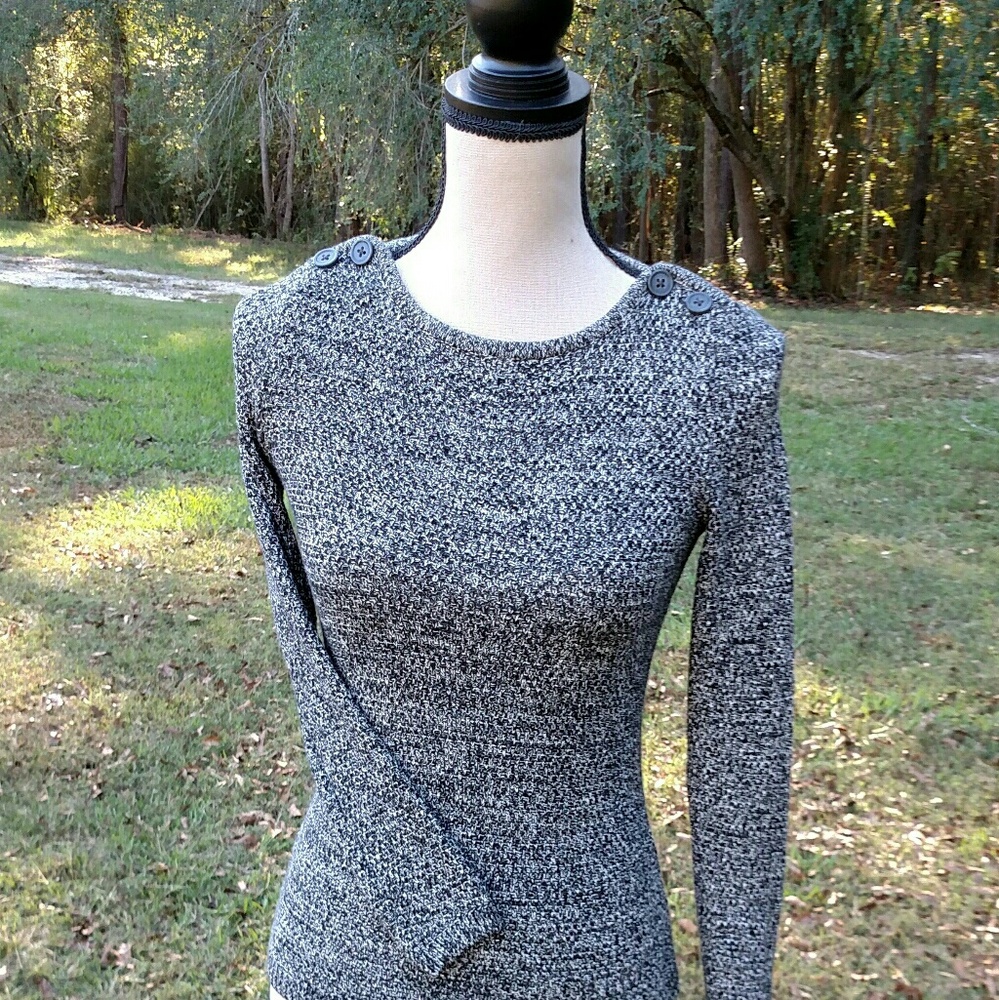 Ann Taylor Loft Gray/Black XSP Boatneck LS Sweater - Picture 4 of 7