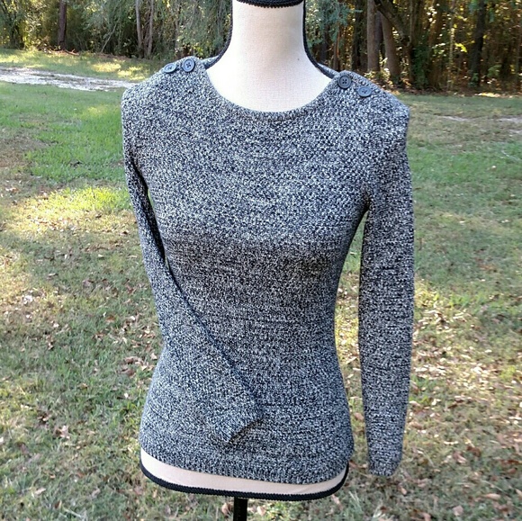Ann Taylor Loft Sweaters - Ann Taylor Loft Gray/Black XSP Boatneck LS Sweater