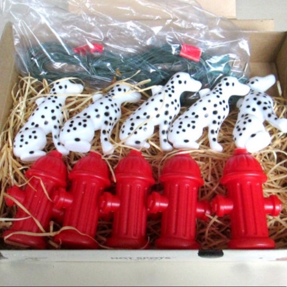 Light Set Dalmation Dogs Fire Hydrants. Hot Spots