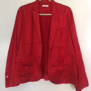 Red Silky Open Equipment Blazer