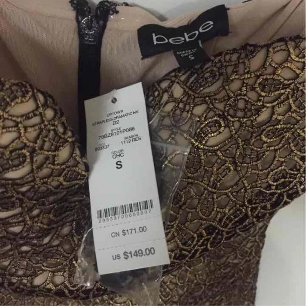 Gold Bebe dress NWT