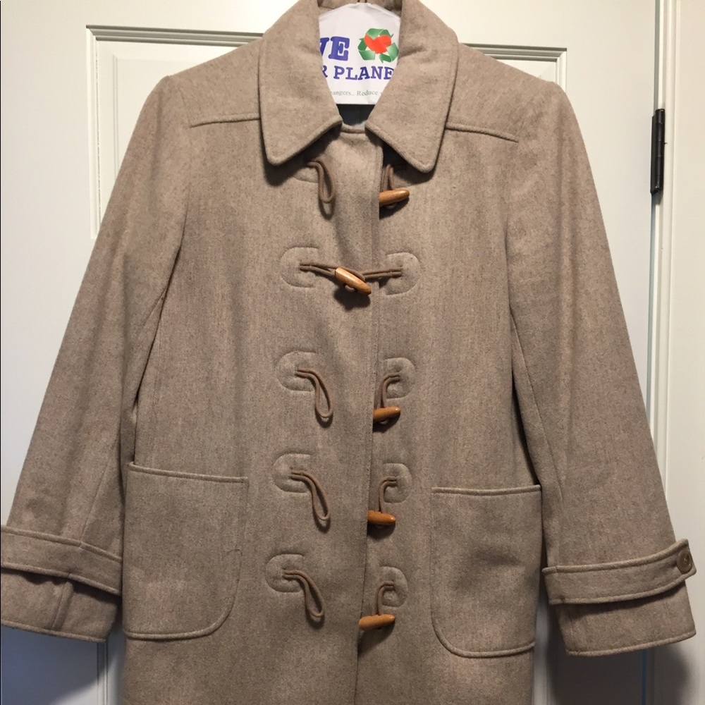 J Crew Tan Wool Long Peacoat