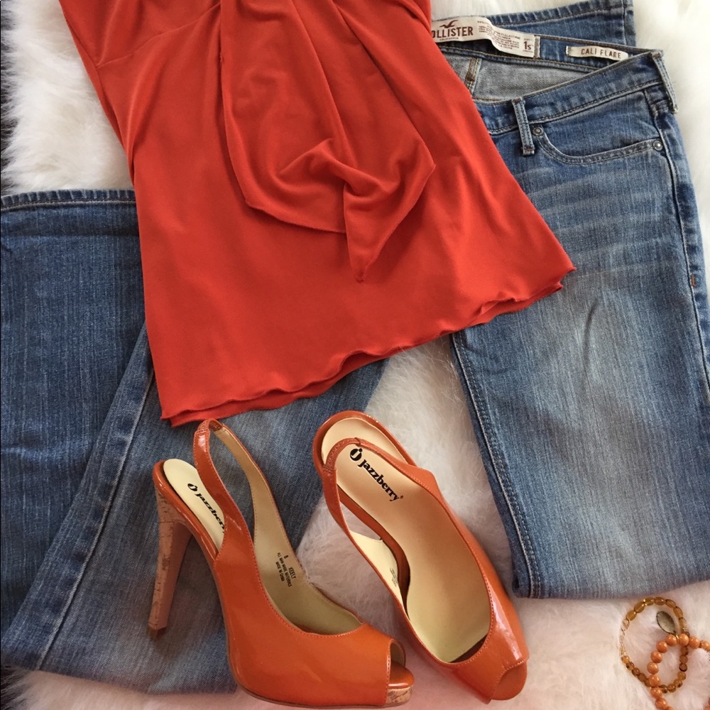 Orange shoes high heels size 8 worn only once!