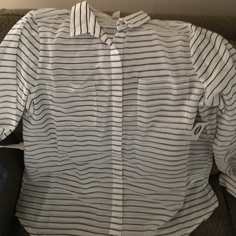 Black/white long sleeve shirt sz L NWT