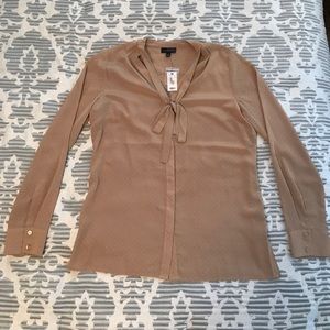 The Limited Long-Sleeved Nude Blouse w/ Nude Dots