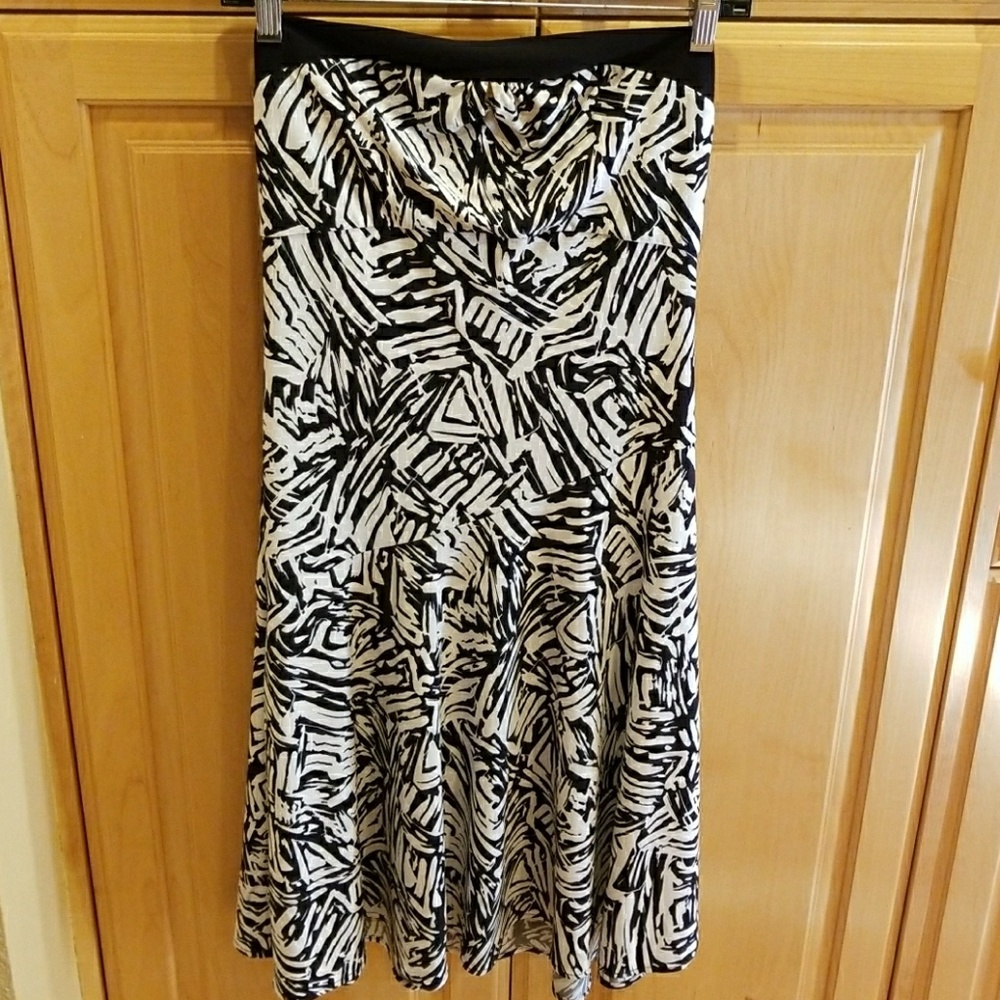 BCBG Black and white strapless dress
