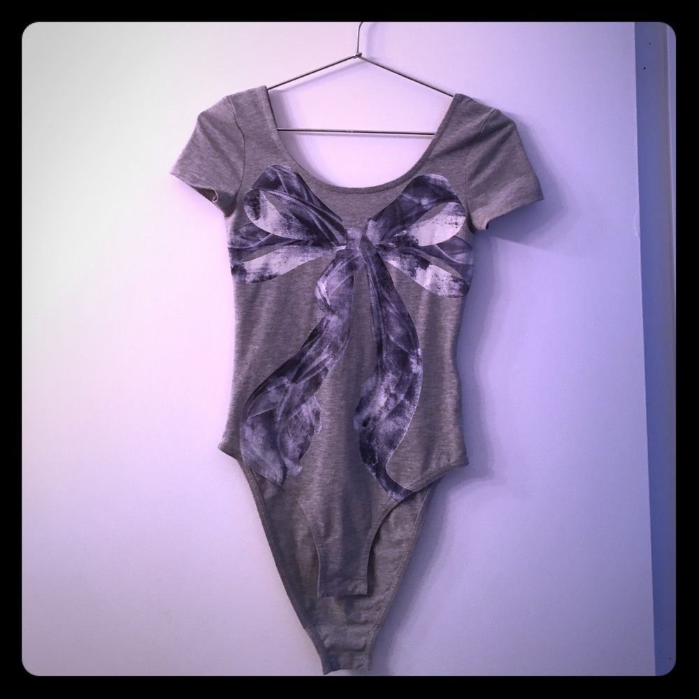 Ballet inspired bodysuit w/Ribbon Bow-tie Design
