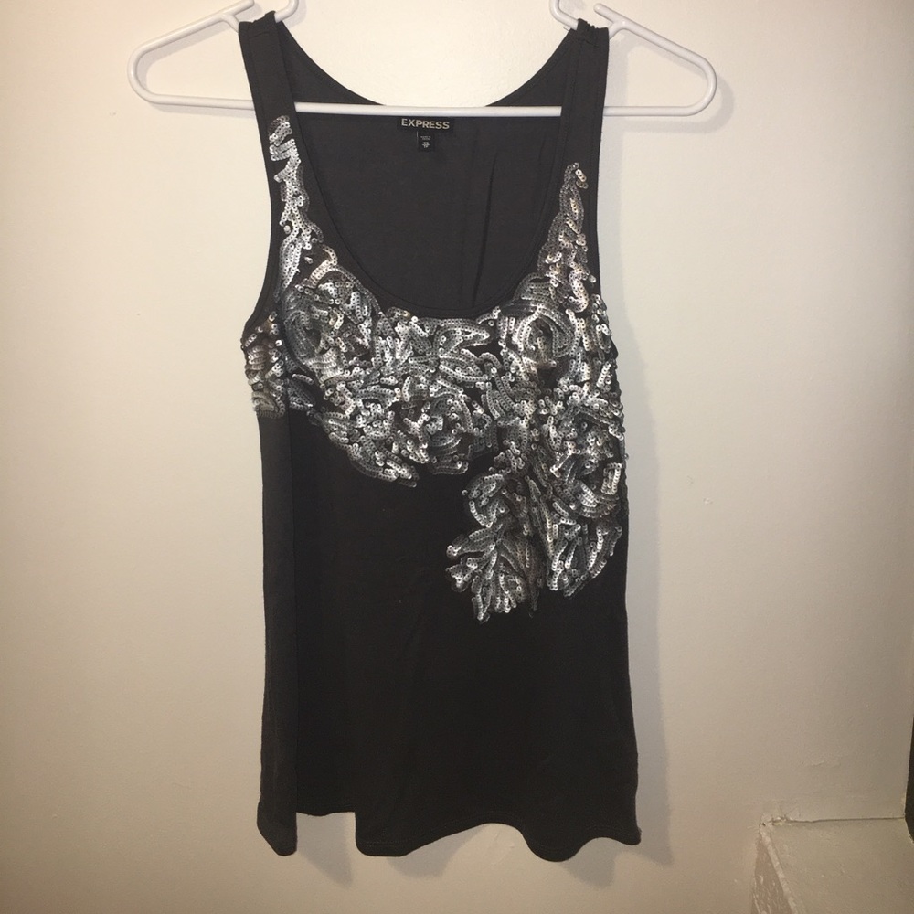 Express grey sequence tank top. Good condition.