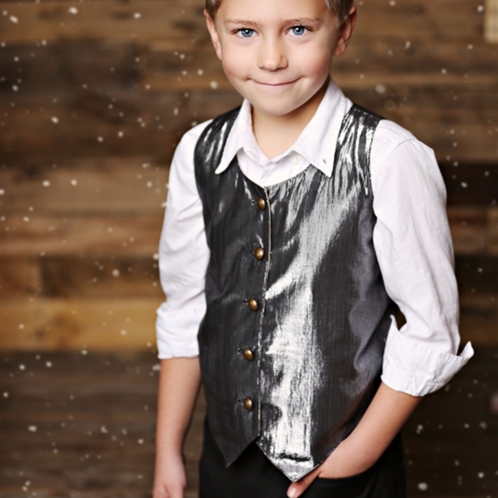 Mustard Pie - Boys Party Vest in Black Shimmer