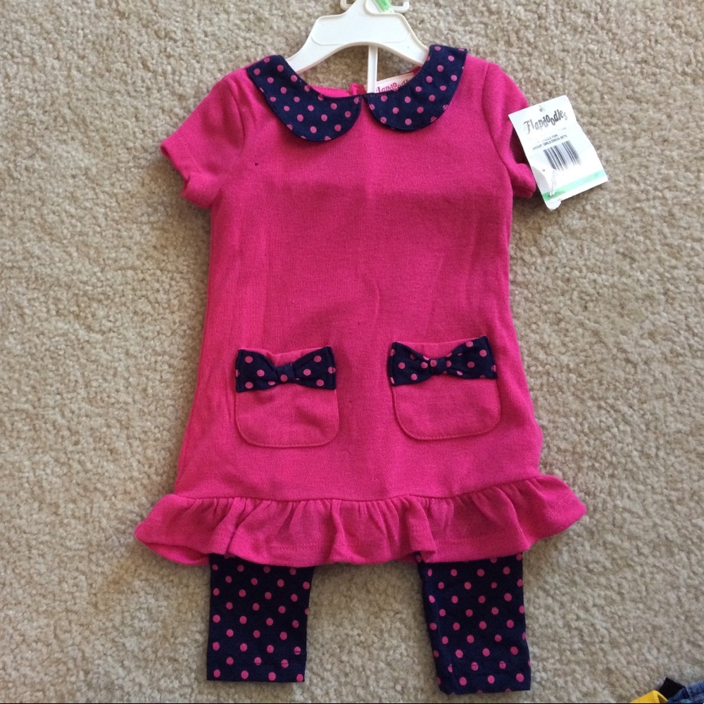 Adorable pink and blue dress and pants set