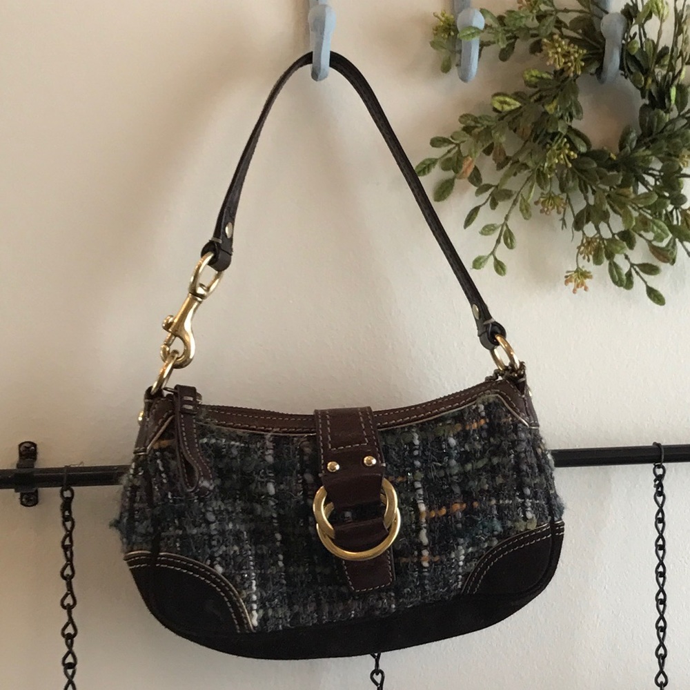 Coach Small Tweed with leather & suede trim purse
