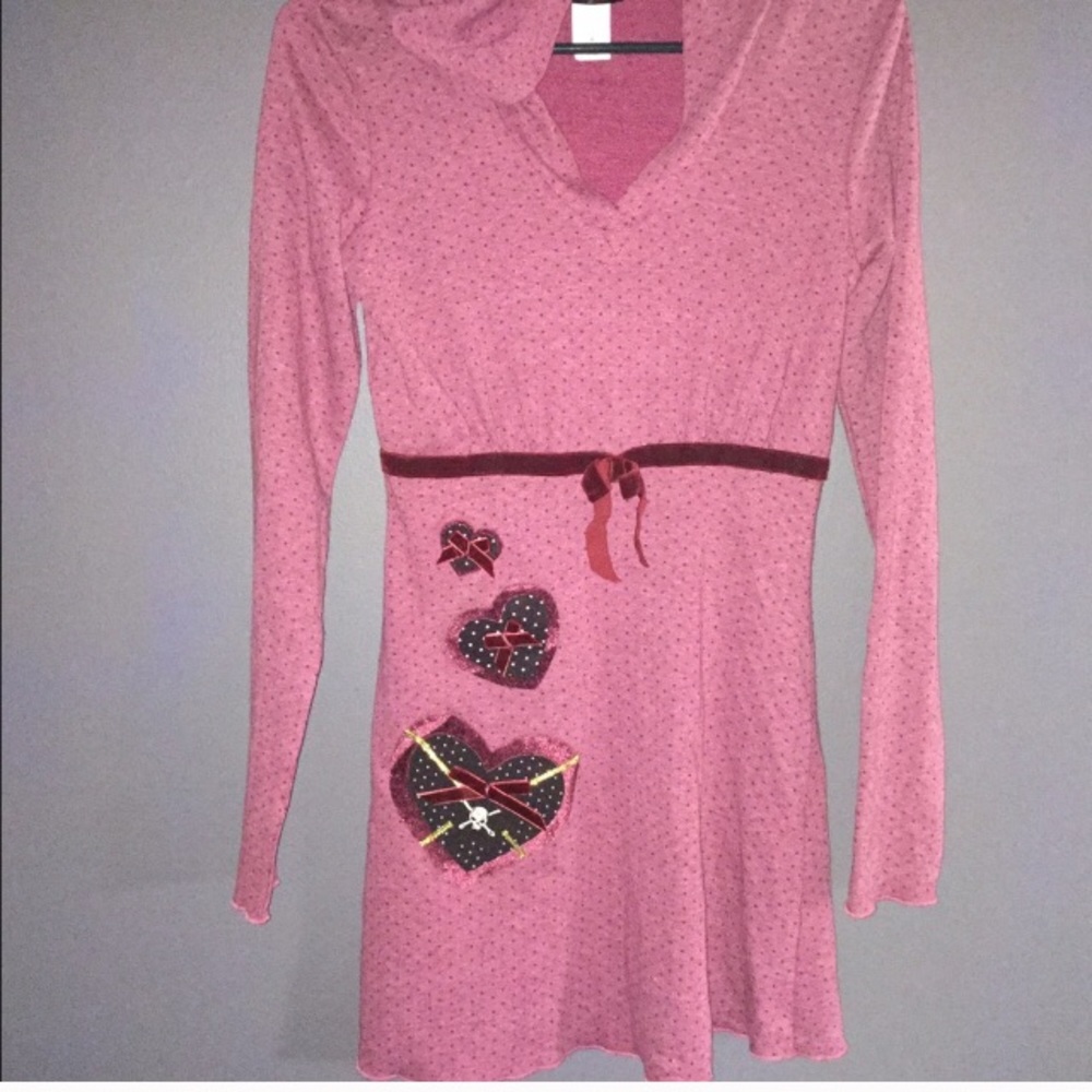 Gothic True Love Hooded Mini Dress Skull & Heart S