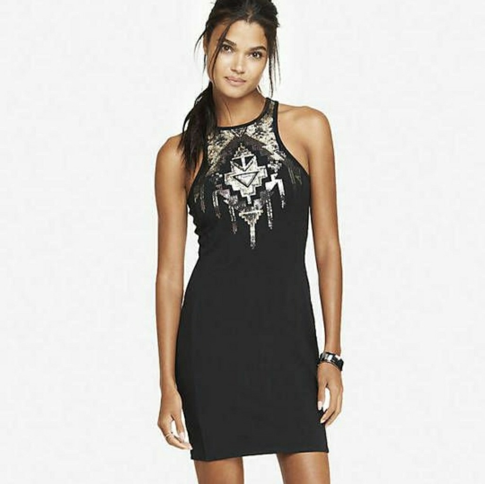 Aztec sequined bodycon dress