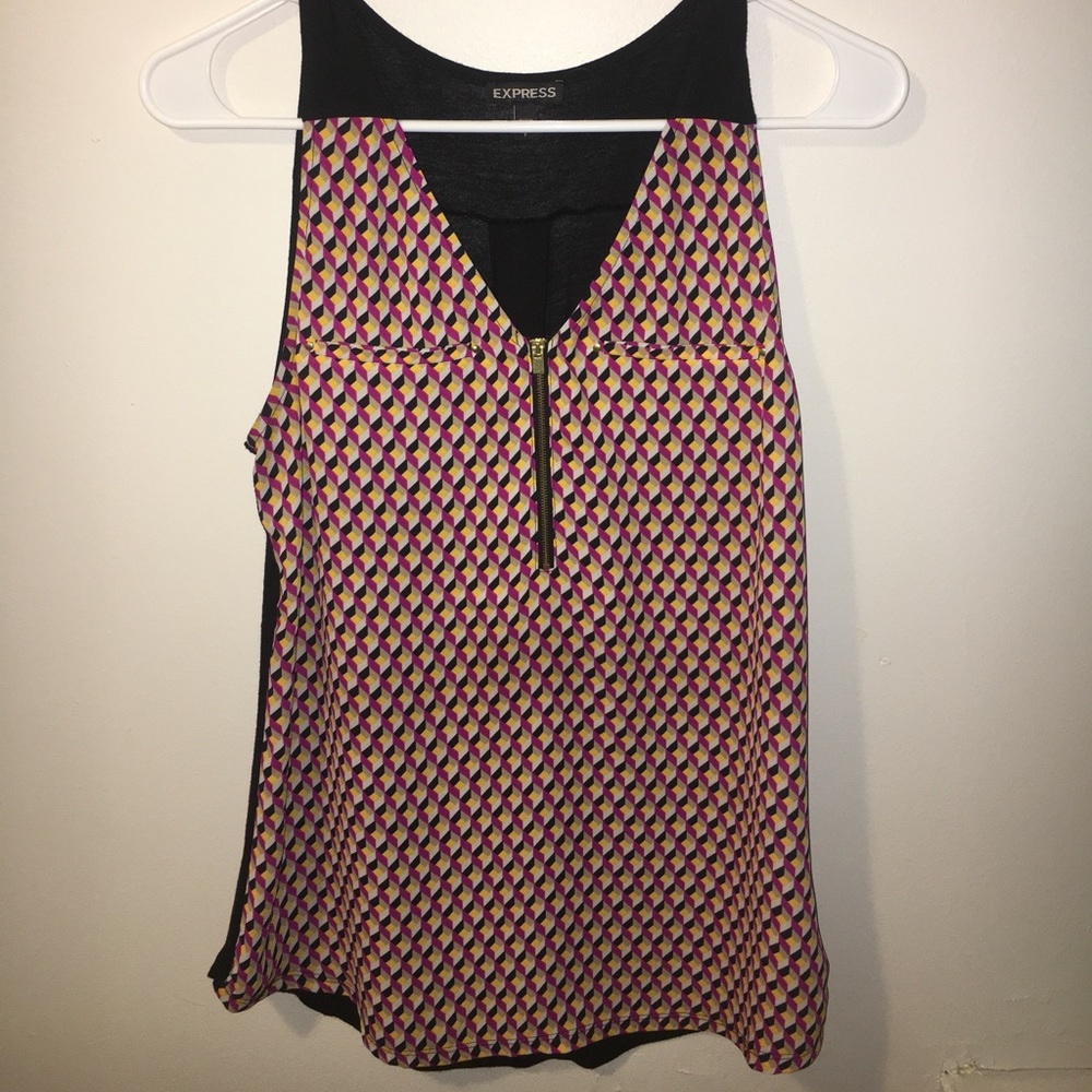 Express size small black tank top with zipper.