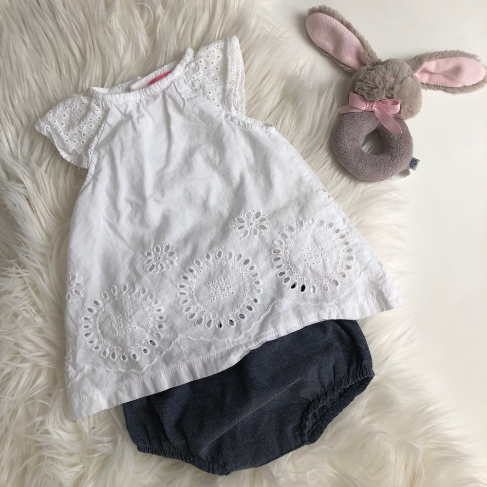 Eyelet and chambray baby set!