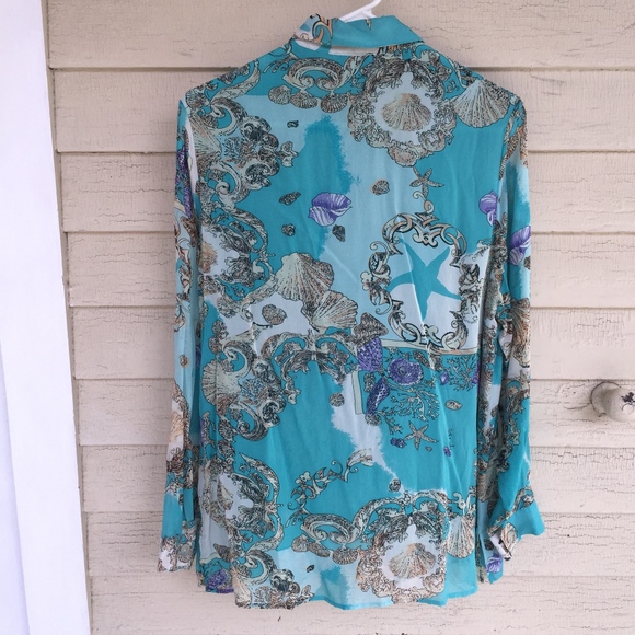 ARIS. A 100% silk sea pattern blouse/Beautiful - Picture 6 of 6