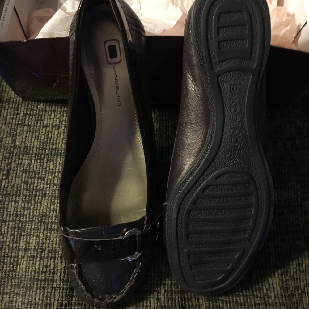 Bronze/patent trim flats leather sz 8 1/2 New