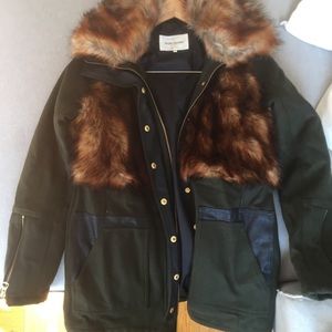 River Island Faux Fur Khaki Combo Parka