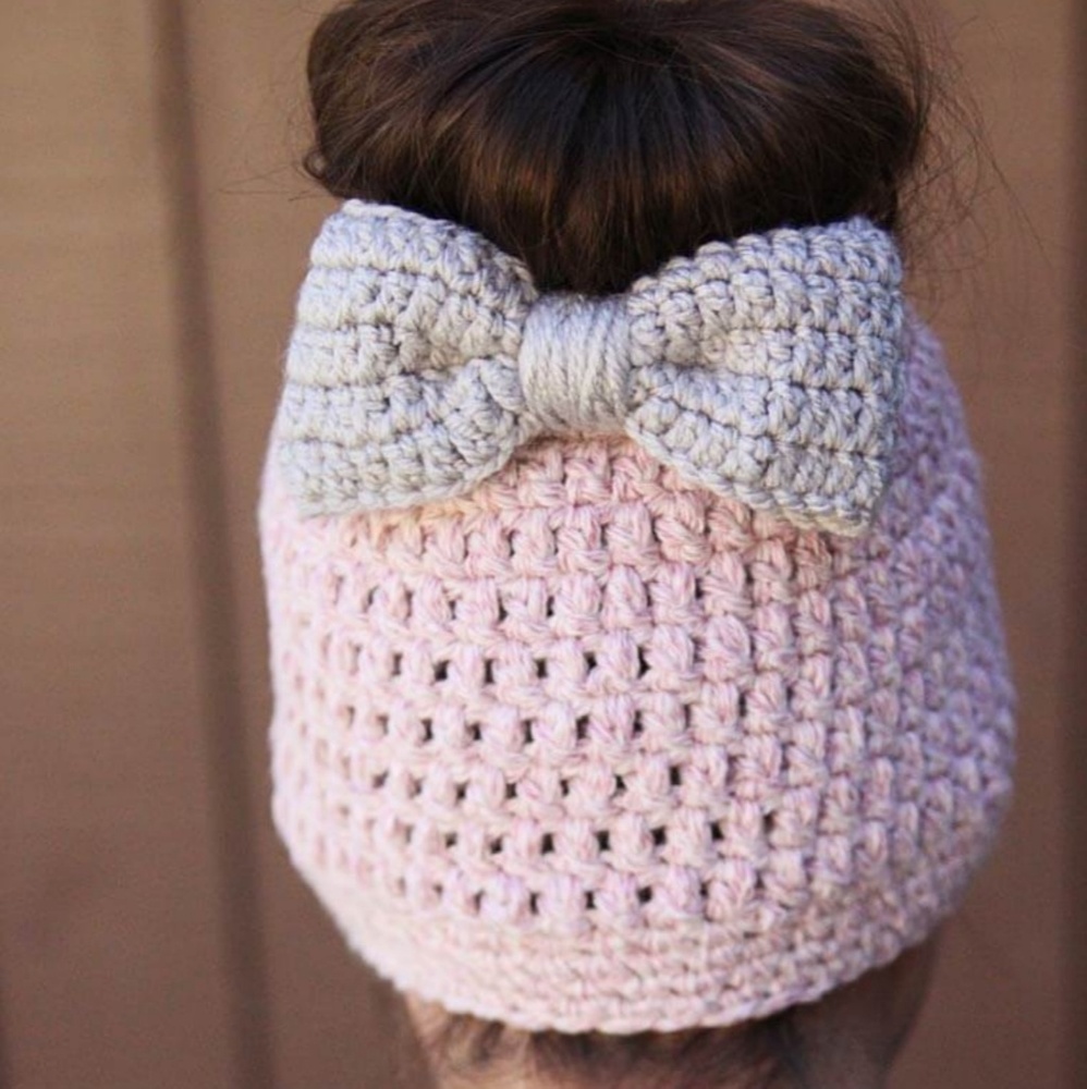 Messy bun ear warmer