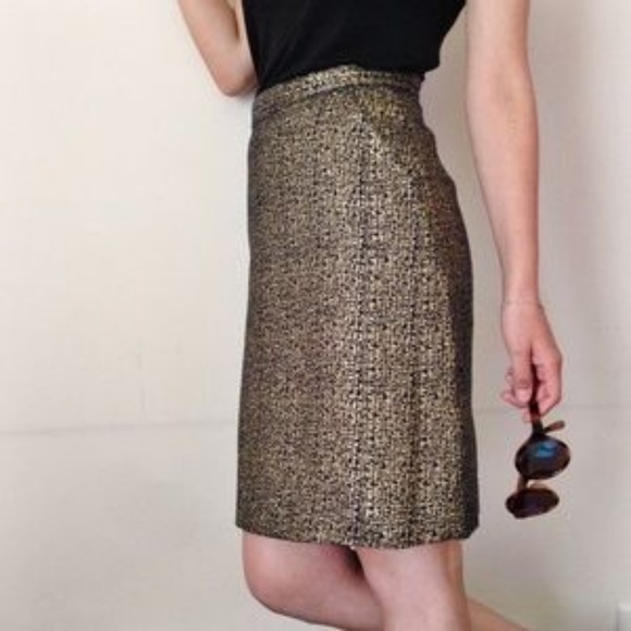 Tucker For Target Brocade Gold and Navy Skirt - Picture 7 of 7