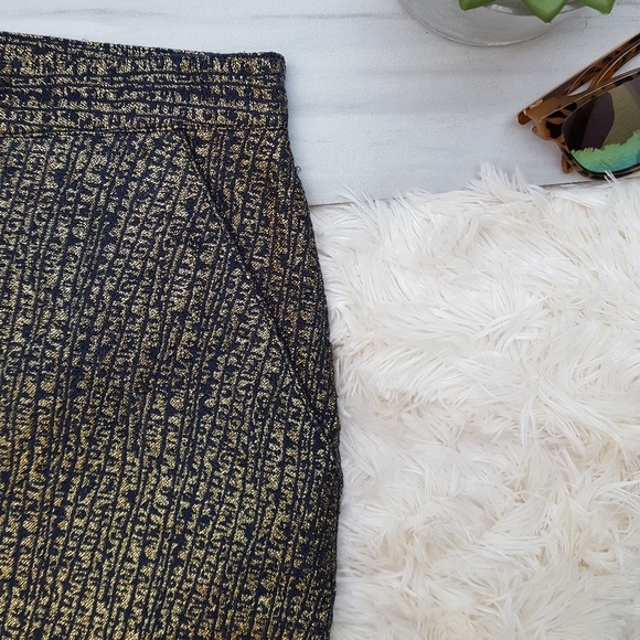 Tucker For Target Brocade Gold and Navy Skirt - Picture 2 of 7