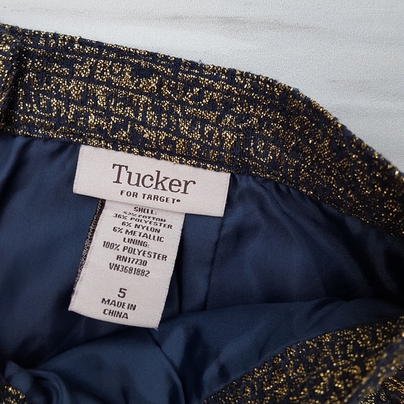 Tucker For Target Brocade Gold and Navy Skirt - Picture 3 of 7