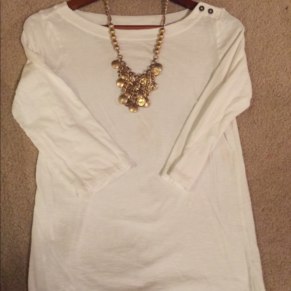 Loft cotton 3/4 sleeve white Tee size SM