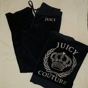 Juicy Couture Navy Velour Track Pants