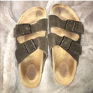 Brown suede Birkenstocks size 39.