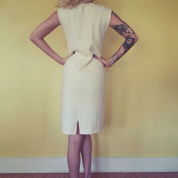Vtg 70's Crochet Sleeveless Dress - Cream - Picture 6 of 7