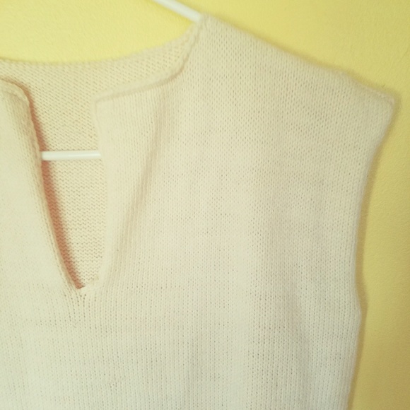 Vtg 70's Crochet Sleeveless Dress - Cream - Picture 4 of 7