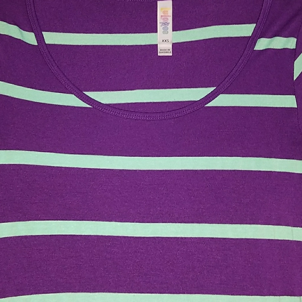 XXS LuLaRoe Classic T Purple & Mint Striped