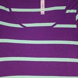 XXS LuLaRoe Classic T Purple & Mint Striped