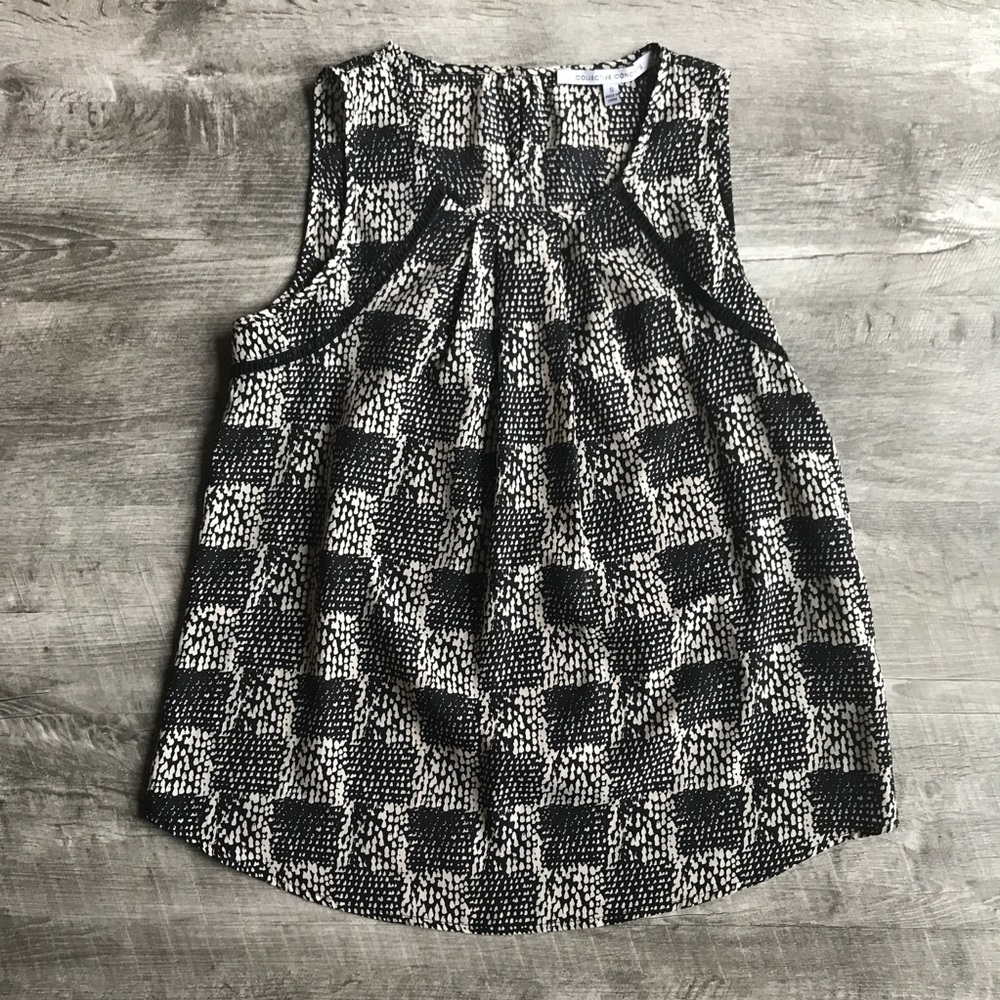 ➳ NWOT Black & Cream Tank Blouse w/Lattice Detail