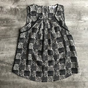 ➳ NWOT Black & Cream Tank Blouse w/Lattice Detail