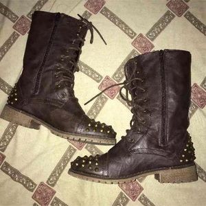 Brown combat boots